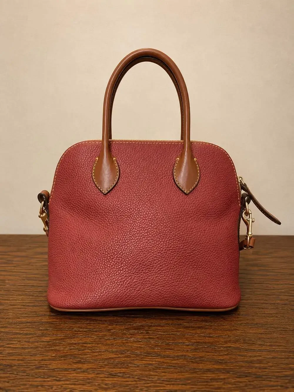 Dooney & Bourke Pebble Grain Domed Satchel in Red